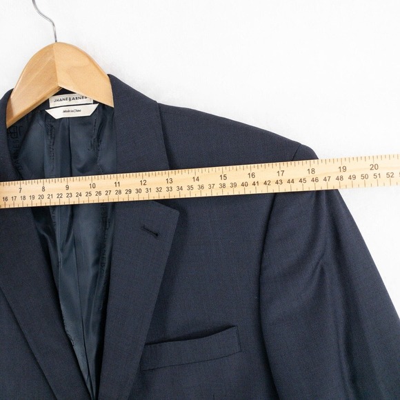 Jhane Barnes Blazer Jacket Mens 40R Blue 100% Wool Two Button Athletic Fit - Picture 8 of 14